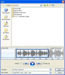 Signature Sound editor, supports WMA, MP3 and WAV